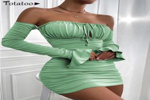Serytee klänningar från axel flare långärmad sexig bodycon klänning för kvinnor 2022 Fall Club Party Outfits Women039s Clothing Cas2478716