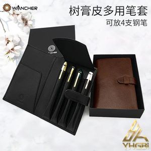 Wancher Pen Pouch Onuine Leather Fountain Fountain Case Cowhide Pender Holder Case Dired Set Печка пакета для хранения канцелярских товаров 240521