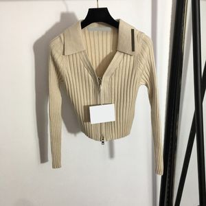 BREV WOMENS KNIT Sweaters Zipper långärmad stickade toppar Autumn Street Style tröja toppar 274J