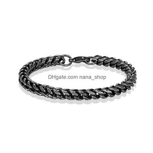 Bangle Stainless Steel Chain Men Bracelet Punk Hand Accessories Magnetic Clasp Vintage Wristband Male Jewelry Wholesale Christmas Dro Dhzpu