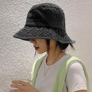 BERETS RETRO Style Hat Denim Fisherman Basino di protezione solare unisex con corto brim Un secchio sottile di colore solido per