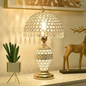 Лампы для настольных ламп для спальни хрустальный свет роскошный романтический европейский стиль тепление простая современная прикроватная ночь
