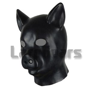 Латексная маска для свиней фетиш костюмы BDSM Hood Latex Rondage