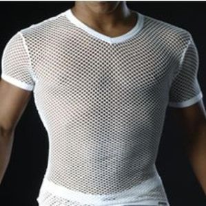 Men T Shirts Transparent Mesh See Through Tops Tees Sexy Man Tshirt V Neck Singlet Gay Male Casual Clothes Tshirt Clothing9627309