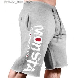 Męskie szorty męskie lato luźne bawełniane druk swobodny trening fitness trening siłownia odzież do joggingu bluza kolanowa długość plus rozmiar krótki homme Q240529