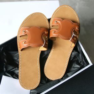 fashion Slide pool loafer Designer Summer sandals beach walk Casual shoes Woman Slipper luxury flat heel Sliders Leather indoor man sandale brown Mule gift shoe lady