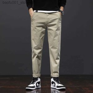 Spodnie męskie splatyczne spodnie ołówkowe Mens Bawełniane spodnie luźne plus rozmiar 46 44 42 40 ołówek chino elastyczne męskie czarne zielone dopasowanie Q240529