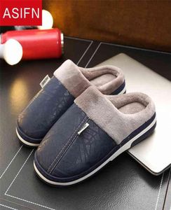 Asifn Men Home Winter Clipper Memory Non-Slip Indoor House Warm Cotton Shoes With Pu Leather 2106194632684