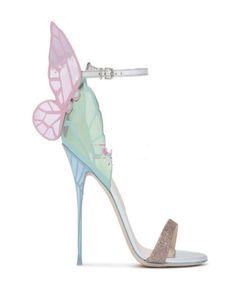 Damer Patent Leather High Heel Sandals Buckle Rose Solid Butterfly Ornament Sophia Webster Sandals Shoes PinkBlue2036528