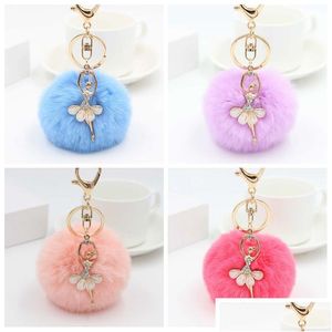 Keychains colhedas garotas mulheres peles bola shinestone bailarina keychain ballet bola de dança acessórios carros de chaves de chaves fashi dhnv6