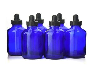 6PCS 120ml 4オンスガラスドロッパーボトルコバルトブルーガラスwエッセンシャルオイル用ラボボトル化粧品コンテナ272T5478291用