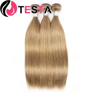 Hår wefts homeproduct centergrey blond hår bundelhuman hårförlängning brasiliansk siden rakt mänskligt hår vävt dubbelband 100% remi hår 2/3/4 buntar q240529