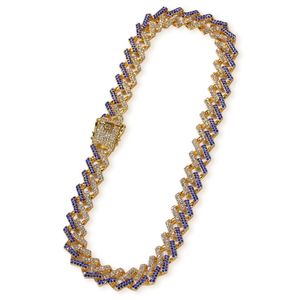 15 mm Bling mrożony Crystal Miami Cuban Tinnis Chain Gold Srebrny naszyjnik Hot Sprzedawanie hurtowej biżuterii Hiphop King 235s