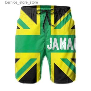 Shorts masculinos masculinos 3D Impresso a bandeira jamaicana Trunks Swim Fashion Summer Summer Jamaica Beach Surf Board Shorts Quick Dry Sports Gym calças curtas Q240529