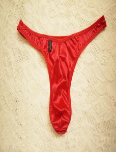 Men Gstring Sexy Male Satin Stretchy Fabric Thong Underwear Knickers Red Color Slip BedRoom Lingerie One Size3694985