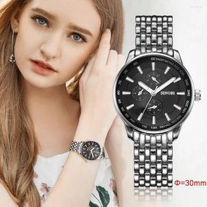 Wristwatches Est SINOBI Ladies Watches Top Metal Strap Wristwatch Women Gifts Quartz Watch Promotion Clock Relogio Masculino