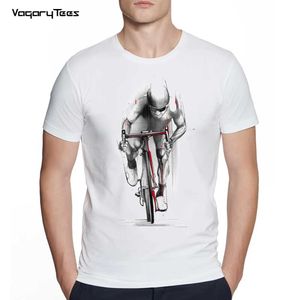 Męskie koszulki męskie entuzjastowie rowerów Kreatywnych rowerów uważają, że gorące tłoczenie koszulki z krótkim rękawem z modnym topem o desca