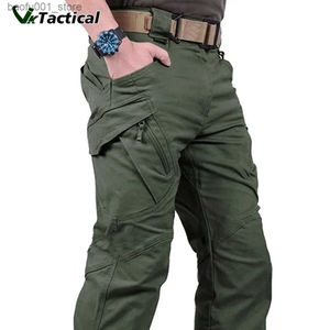 Herrbyxor Taktiska lastbyxor Män utomhus vattentätt Swat Combat Militära kamouflagbyxor Casual Multi Pocket Mane Work Joggers 5XL Q240529