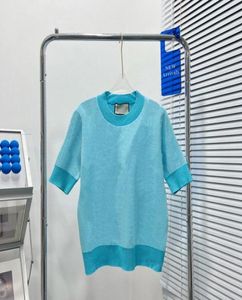 Kvinnor Topp Summer Short Sleeve Sweater Tees Woman Oneck Knit Fashion Ins Style Trendy Letter Print Top Lady Tshirt Högkvalitativ K8156344