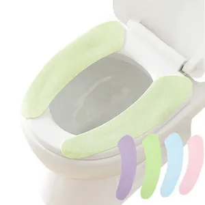 Toilet Seat Covers 1 Pair Soft Cover Washable Mat Reuseable Sticky Pad Bathroom Protector Accessories