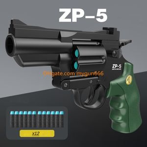 ZP5 Revolver Soft Bullets Toy Pistolet Pistolet Instrukcja ciągłe strzelanie wyglądają prawdziwa kolekcja fałszywa pistolet na zewnątrz CS PUBG Game Prezenty urodzinowe dla chłopców dorosłe fidgets zabawki