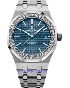 Aeipre Watch Luxury Designer Kutusu Elmas Otomatik Mekanik Saat Kadınları 15451ST Mavi Plaka EA4Y