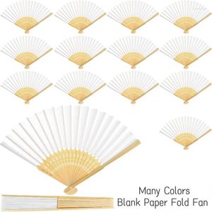 Dekorativa figurer 10 PCS Bulk Set Chinese Blank Paper Fold Fan Folding Hand Hold Mini Foldble Color for Kids Diy Party Wedding