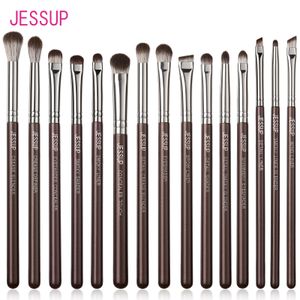 Jessup Eye Makeup Brushes Set Professional 15pcsアイシャドウブラシビーガンコンシーラーアイブローライナーブレンディングブラウンBrownt499 240529