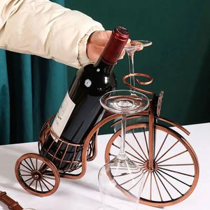 YOMDID Creative Carriage Bike Wine Rack Glass Holder Retro Bottle Display Bar Dining Table Decor Organizer 240529