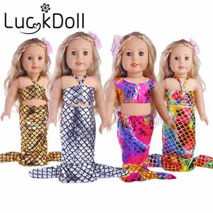 Doll Apparel 4 Model Fashion Mermaid Cosplay Suit Fit 18 Inch American 43 CM Baby Doll Clothes Accessories Girls ToysgenerationBirthday Y240529