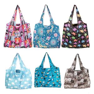 1Pc Foldable Shopping Bag Reusable Travel Grocery EcoFriendly Cute Animal Printing Supermarket Tote 240516