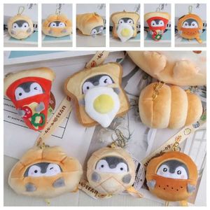 Plush Keychains Pizza Japanese Style Penguin Plush Keychain Plush Filling Cartoon Bullhorn Penguin Doll Pendant Butter Bread Kawaii s2452909