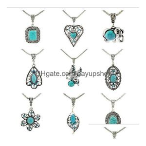 Earrings & Necklace Good Aaddadd Fashion Jewelry Personalized Turquoise Handmade Hollow Petals Bracelet Long Wfn421 With Chain Mix Dr Dhjyb