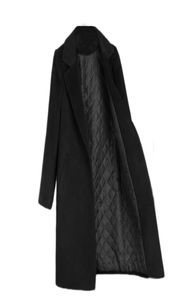 Black Coat Women-knappfickor V-ringning Dubbelbröst Löst solid Long Wool Coat Fashion Woman Coats Vinter PS Size 2011119086882