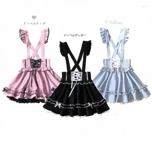 Röcke japanische gotische lolita Stil Minirock Mädchen süße Spitze Rüschen Bow Suspender Streetwear sexy Frauen süße Y2k Party