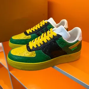 Designer tränare sneaker virgil casual skor kalvskinn läder abloh svart vit grön röd blå läder överlägg plattform låg sneakers storlek 36-45 5.08 05