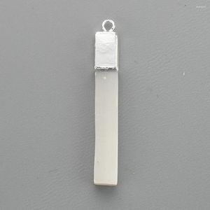 Pendant Necklaces Silver Plated Natural White Selenite Long Bar Reiki Healing Crystal Charm For Jewelry Making DIY Necklace Drop