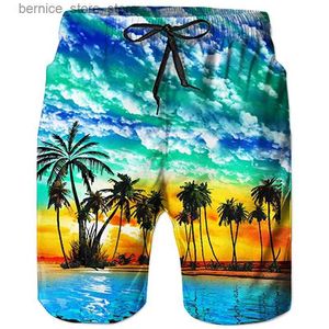 Herren Shorts Beach Shorts Hosen Badeanzug Tropischer 2023 Sommer Freizeitmänner Schwimmstämme 3D Print Board Shorts Coole Eis Shorts Ropa Hombre Hosen Q240529