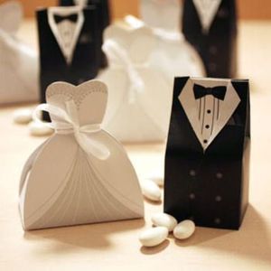 Hot Candy Box Bride sposa nozze da sposa a favore delle scatole regalo abito smoking 100 pezzi 50 coppie nuovo 239c