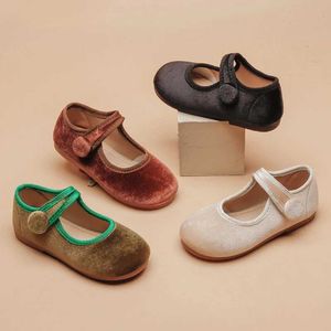 Flat Shoes Baby Girl Shoes vintage Velvet Girls Casual Shoess мягкие квартиры дети Дети малыши Удобные танцы Мэри Джейн.