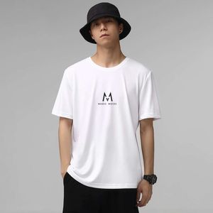 Liquid Ammonia Mercerized Cotton Short Sleeved T-Shirt For Men's Clothing 2023 New Summer Quick Drying Ice Silk Cool Feeling, Trendy Clothes With Half Sleeves