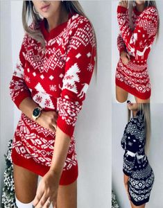 캐주얼 드레스 가을 가을 겨울 뉴 니트 스웨터 유럽과 미국 다목적 크리스마스 테마 니트 긴 슬리브 드레스 52732557991384