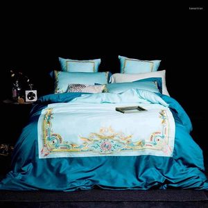 Bedding Sets 60S Egyptian Long-staple Cotton 4 Pcs American High-end Reactive Printed Satin Colourful Duvet Cover Set
