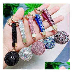 Anahtar Yüzükler Kore Yaratıcı Elmas Kristal Top Araba Anahtarlık Üstü Rhinestone Lady Bag Kolye Matkap Halat Damla Teslimat Takı Dhr7u