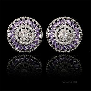 Glamorous And Noble Brass Cufflinks Adorned With Multiple Layers Of Light Purple Cubic Zirconia Stones, Perfect Fashion Statement For Male Attire Embellishment