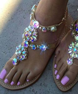 2021 Vintage Sandals Women Leather Beading Flat Sandals Women Beach Sandals Shoes Plus Size Summer Fashion Woman8824412