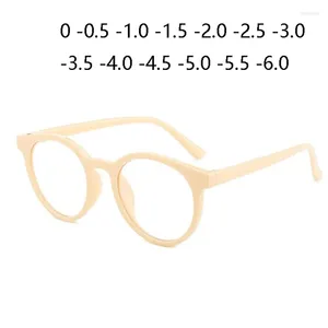 Solglasögon Beige Frame Clear Mirror närsutsatt glasögon unisex retro ovala godisfärger Kortsiktiga glasögon Diopter 0 -0.5 -1.0 till -6.0