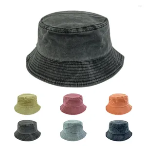 Berretti in cotone denim color solido cappello da cappello a secchio estivo per donne che pescano la protezione solare esterna sports ladies regalo all'ingrosso