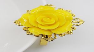 New 5pc yellow Rose Decorative gold Napkin Rings Napkin Holder Wedding Party Dinner Table Decoration Intimate Accessories4821510