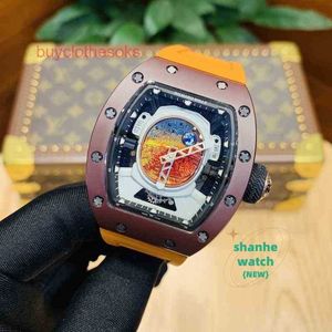 RM Watch Date Luxury Mens Mechanical Watch Barrel RM52-05 Series 2824 ألياف ألياف الكربون الألياف الترفيه